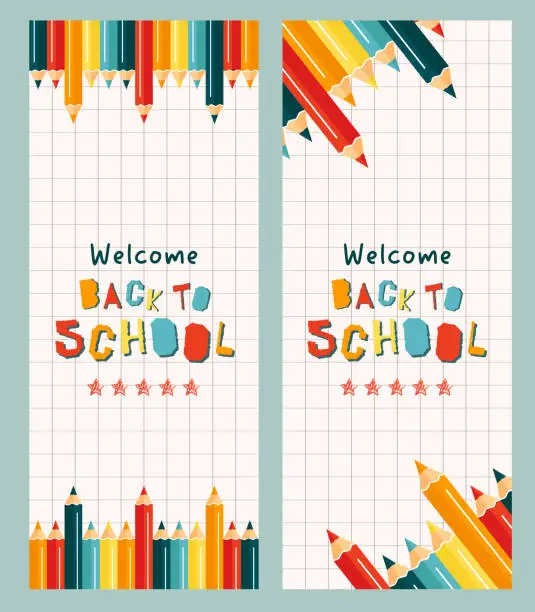 Vector illustration of Back to school vertical banner concept.