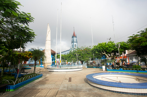Views of the center of the city of Yurimaguas in the Peruvian jungle.