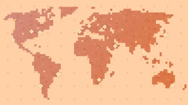 Vector illustration of World City Pixel Map
