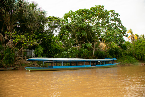 Views of the city of Yurimaguas and Huallaga river in the Peruvian jungle.