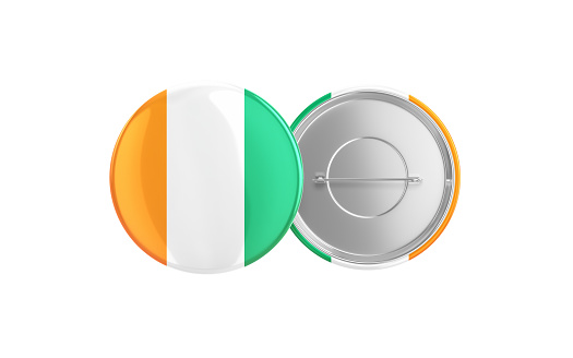 3d Render Cote Divoire Flag Badge Pin Mocap, Front Back Clipping Path, It can be used for concepts such as Policy, Presentation, Election.
