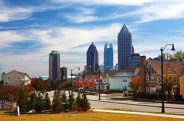 Photo of Houses against the midtown. Atlanta, GA. USA.