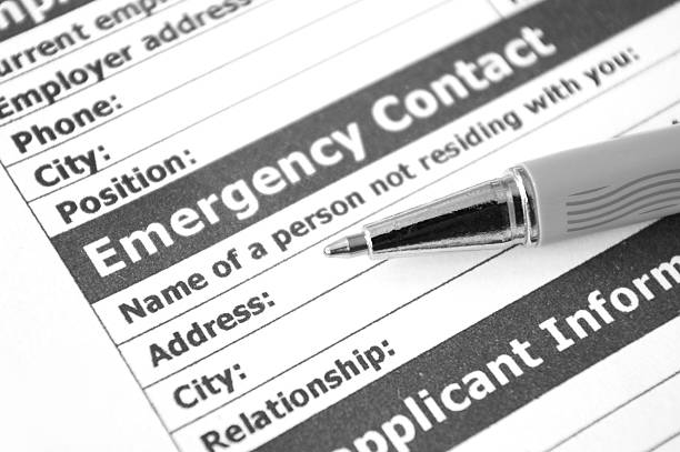 Emergency Contact information stock photo