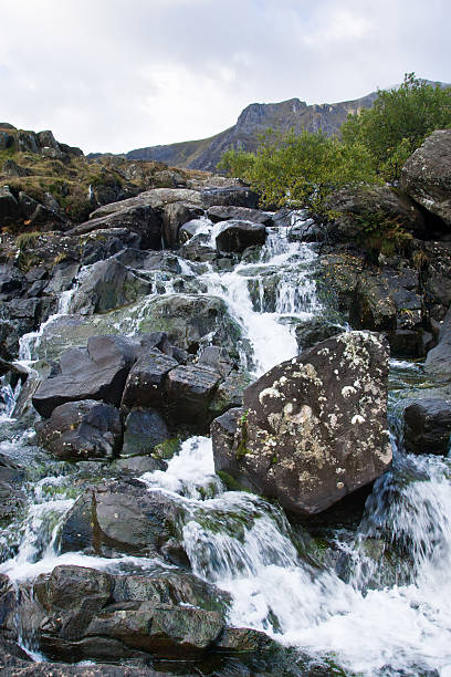 Streaming water in Snowdonia stock photo