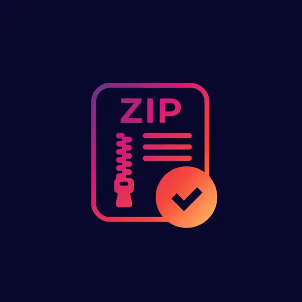 Vector illustration of zip file archive icon for web