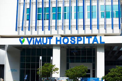 Front Detail of Vimut Hospital in Bangkok seated at 500 Phahonyothin Road, Samsen Nai, Phaya Thai