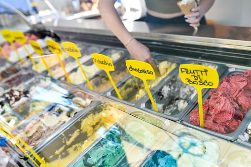 A Vast Choice Of Different Ice Cream Flavors In Bar