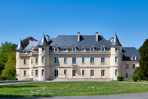 Lamorlaye, France - May 22 2020: Château de Lamorlaye in the department of Oise in the Hauts-de-France region.
