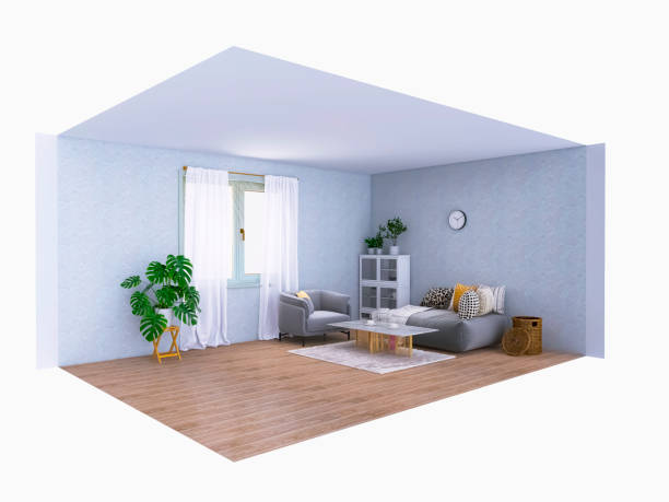 istock Living room design 3d render, 3d illustration 1522891348