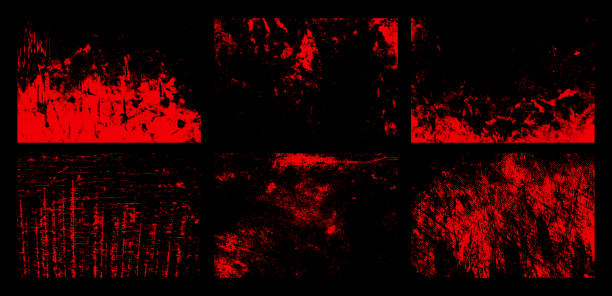 istock Grunge texture effect set. Distressed overlay rough textured. Abstract vintage monochrome. Red isolated on black background. Graphic design halftone style concept for banner, flyer, etc 1522937881