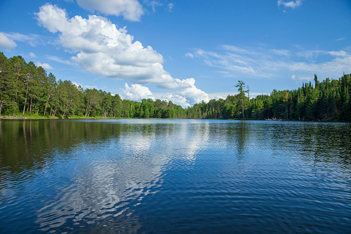 Small blue lake in northern Minnesota on a balmy summer afternoon