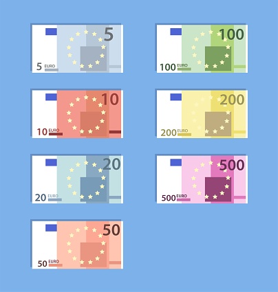 Money euro banknotes, simple flat style vector illustration