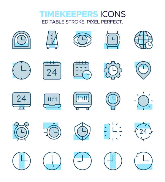 Timekeepers Icon Set Symbols Of Clocks Calendars And Time Management 