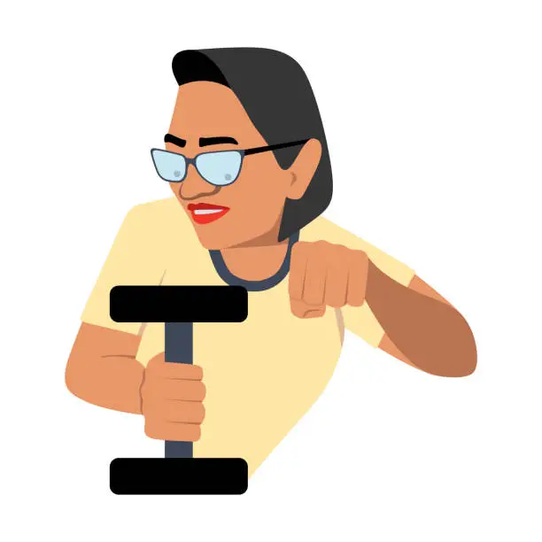 Vector illustration of A Woman Exercising with Dumbbells.