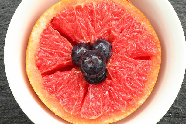 Grapefruit and blueberries