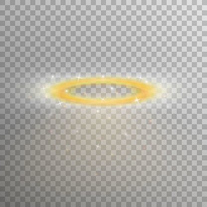 Glossy realistic halo, angel ring, Saint aureole symbol. Vector illustration EPS 10