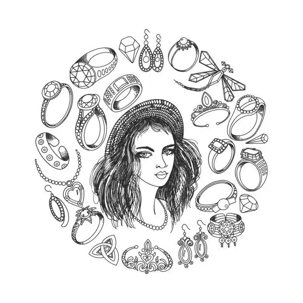 Vector illustration of Jewelry Doodle Set