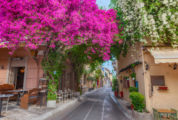 Street view of Athens stock photo