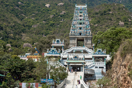 Coimbatore , Tamil Nadu India 5 March 2022 beautiful marudhamalai lord god murugan temple gopuram tower view. Marudhamalai Arulmigu Subramanya Swami Temple Tamil Nadu India