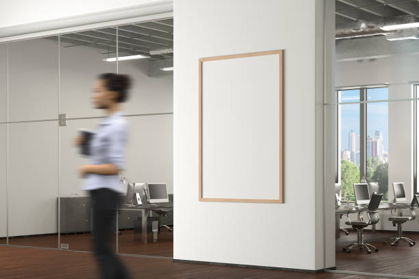 istock Blank poster mock up on the wall in office interior 1523464344