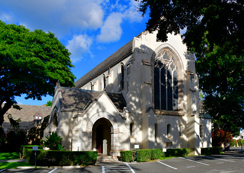 Honolulu, Oahu, Hawaii, USA: Parke Memorial Chapel (1929), home to St. Paul's Episcopal Church - Cathedral Church of Saint Andrew - Episcopal Diocese of Hawaii - Queen Emma Street.