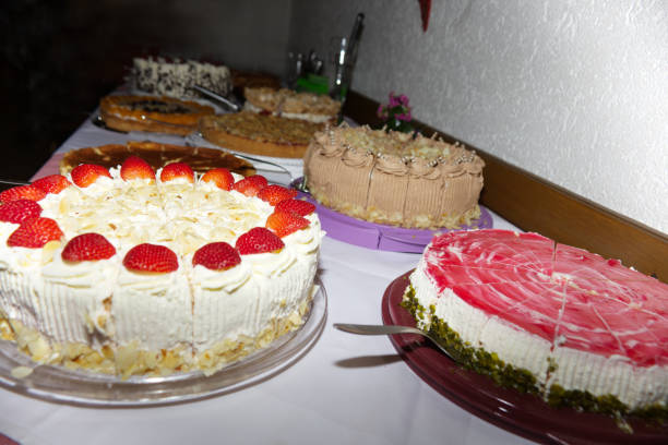 cake, pie and tartes buffet. birthday celebration party