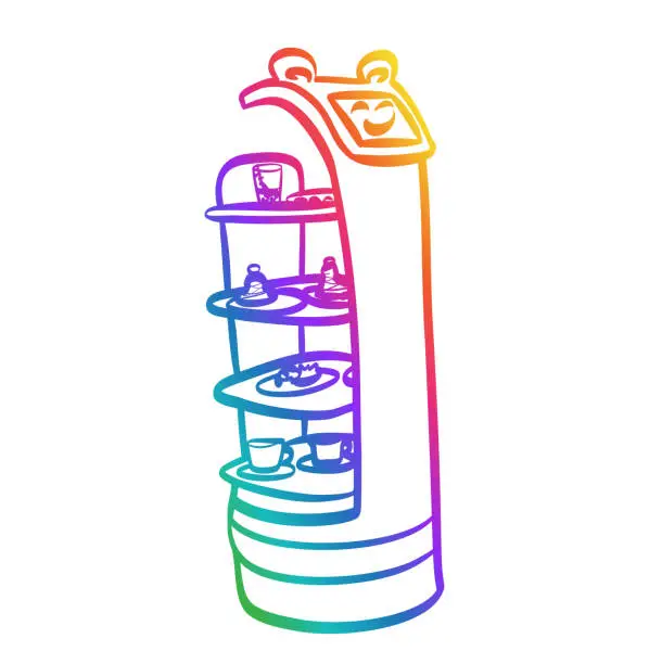 Vector illustration of Robot Server Smiling Rainbow