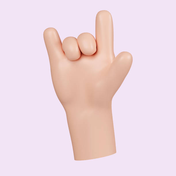 istock 3d hand hand gesture love finger. icon isolated on pink background. 3d rendering illustration. Clipping path. 1523848202