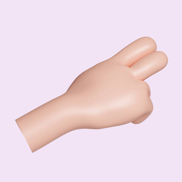 istock 3d Cartoon character hand hand gesture. icon isolated on pink background. 3d rendering illustration. Clipping path. 1523850304