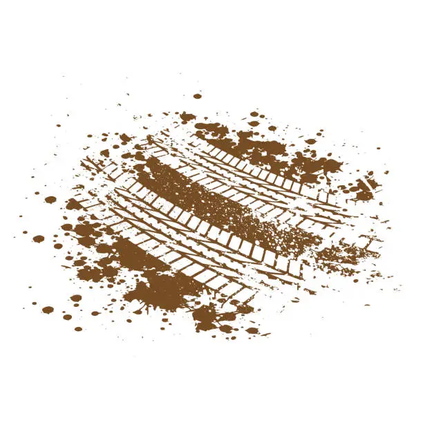 Vector illustration of Ink blot white tire tracks perspective
