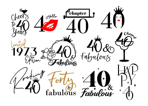 Forty and fabulous 40th birthday celebration. Cake topper shirt template for cut file set. Cheers to forty years anniversary