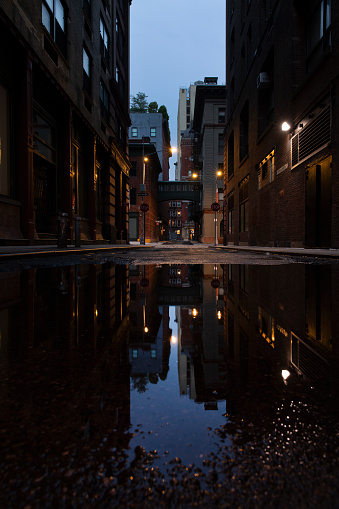 Street puddle reflections in Tribeca New York City