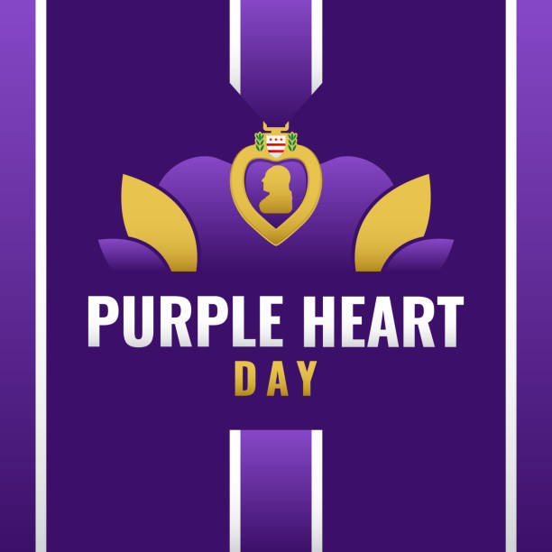 illustrations, cliparts, dessins animés et icônes de illustration de l’arrière-plan de l’événement national purple heart day - medal military purple heart medal award