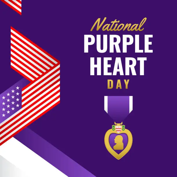 Vector illustration of national purple heart day event background illustration