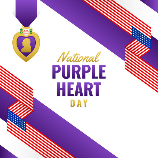 illustrations, cliparts, dessins animés et icônes de illustration de l’arrière-plan de l’événement national purple heart day - medal military purple heart medal award