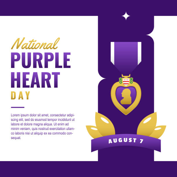 illustrations, cliparts, dessins animés et icônes de illustration de l’arrière-plan de l’événement national purple heart day - medal military purple heart medal award