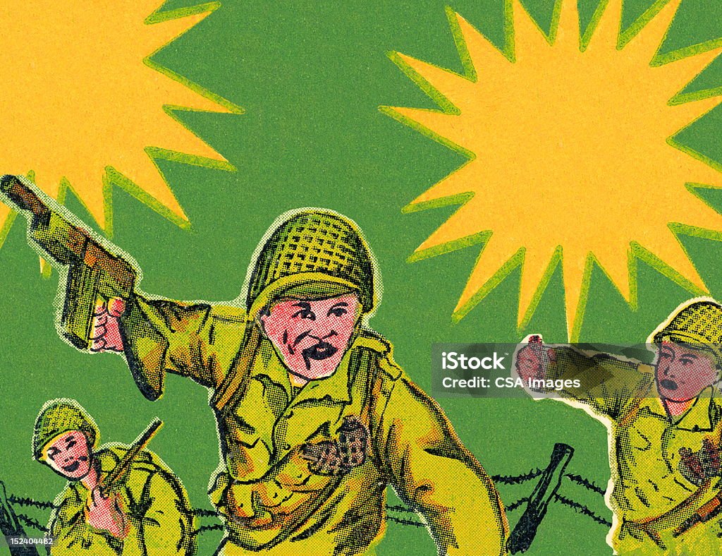 Soldati in combattimento - Illustrazione stock royalty-free di Forze armate
