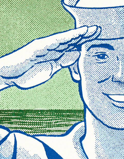 illustrazioni stock, clip art, cartoni animati e icone di tendenza di marine saluto militare - saluting sailor armed forces men