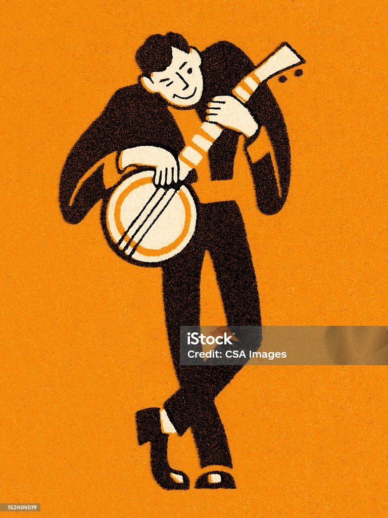 Człowiek Gra Banjo - Zbiór ilustracji royalty-free (Banjo)