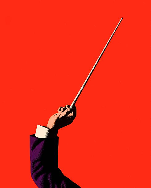 dirigent holding baton - dirigent stock-grafiken, -clipart, -cartoons und -symbole