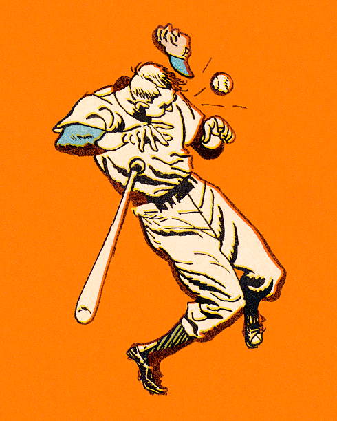 baseball spieler verletzt mit baseball-spieler - color image batting illustration technique adult stock-grafiken, -clipart, -cartoons und -symbole