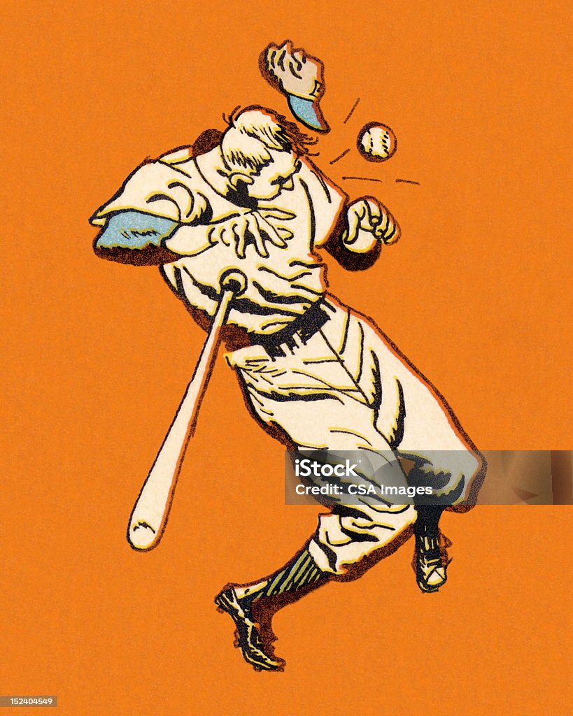 Joueur de Baseball être atteint avec Baseball - Illustration de Balle de baseball libre de droits