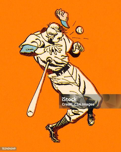Baseballista Uderzeniem Z Baseball - Stockowe grafiki wektorowe i więcej obrazów Baseball - Baseball, Piłka do baseballu, Staromodny