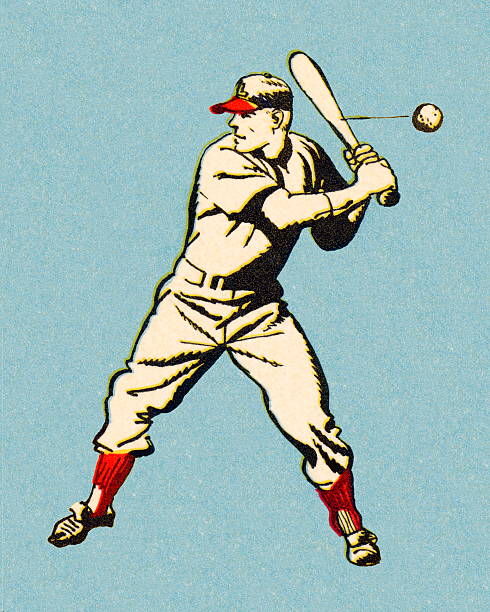 einen baseball schlagen baseball player - color image batting illustration technique adult stock-grafiken, -clipart, -cartoons und -symbole