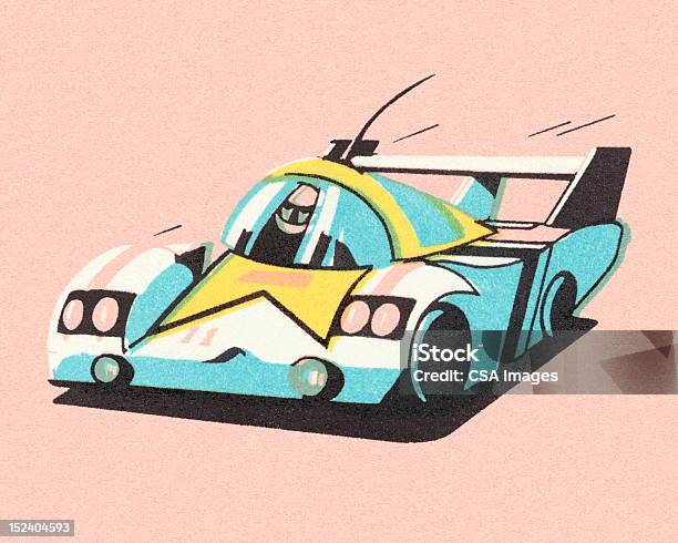 Ilustración de Deporte De Coches De Carrera y más Vectores Libres de Derechos de Coche de carreras - Coche de carreras, Retro, Accesorio de cabeza