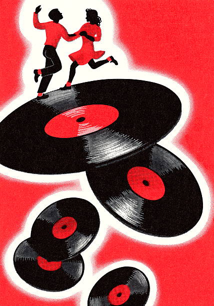 illustrazioni stock, clip art, cartoni animati e icone di tendenza di coppia di danza e documenti - disco dancing
