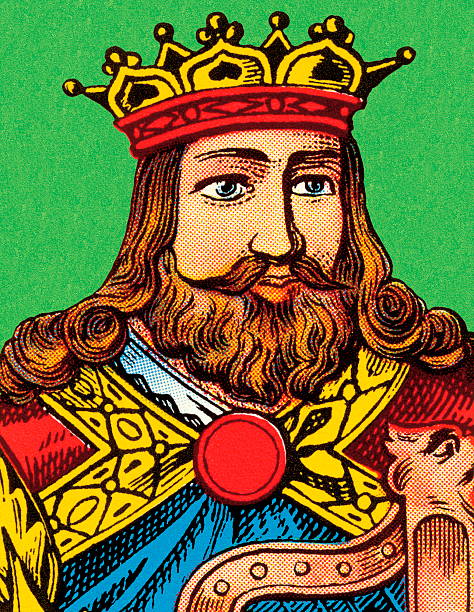portret typu king - color image colored background close up human face stock illustrations
