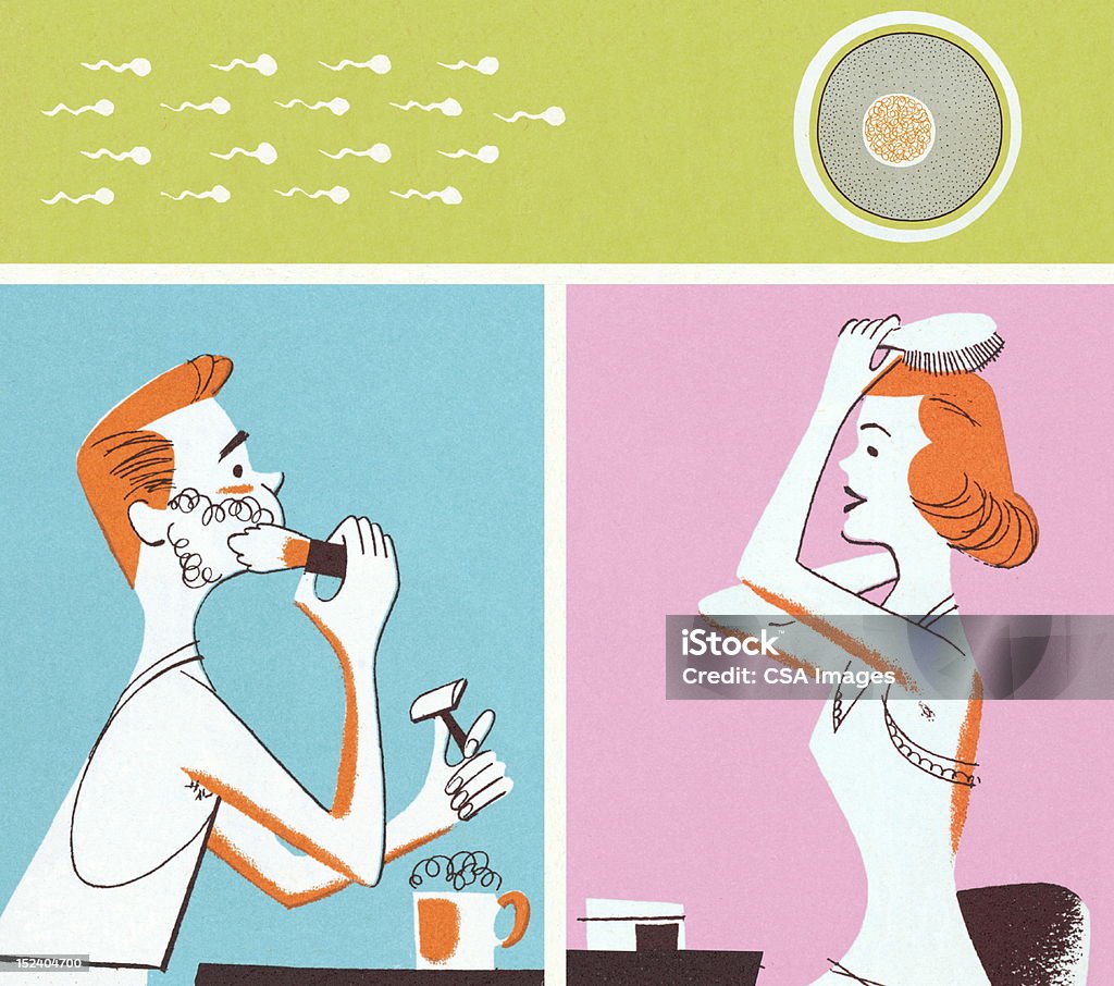 Uomo e donna vizi e sperma e uova - Illustrazione stock royalty-free di Ovulo