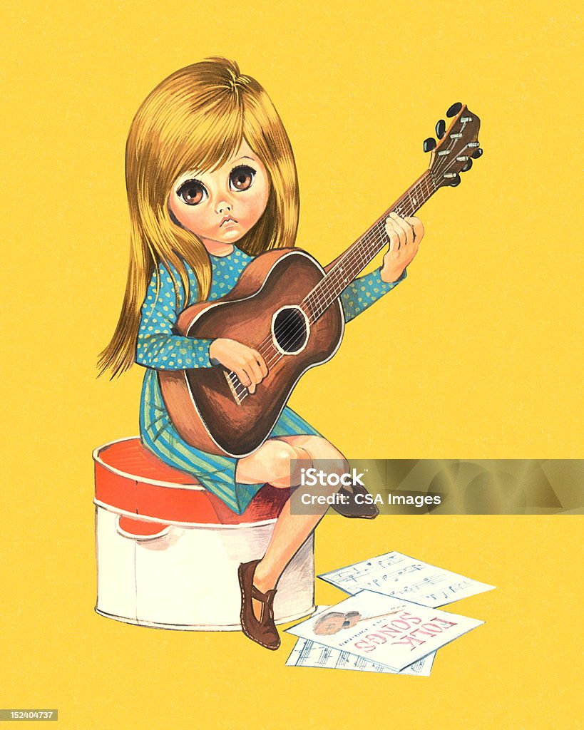 Adolescente tocando una guitarra - Ilustración de stock de Niño libre de derechos