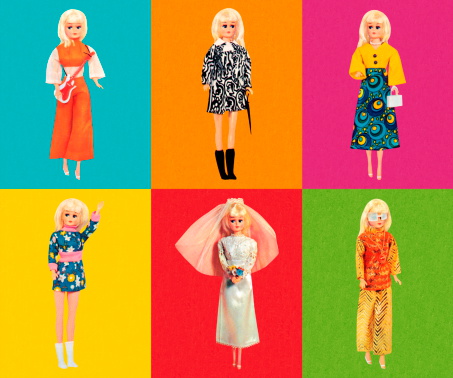 Fashion Doll Wearing Six Different Outfits